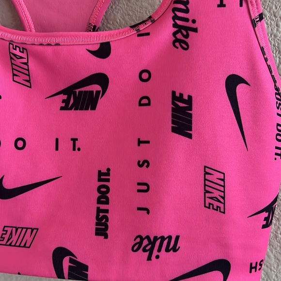 Nike Logo Just Do It Spellout Pink Pull On Sports Bra Unlined Medium - Picture 3 of 4